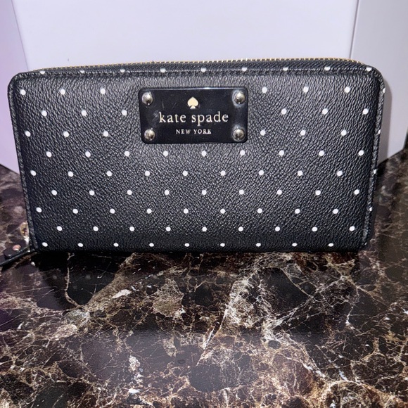 kate spade Handbags - Kate Spade Black and White Polka Dot Wallet